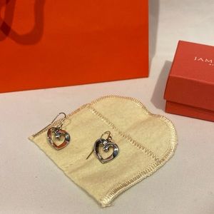 Retired James Avery sterling silver heart earrings.